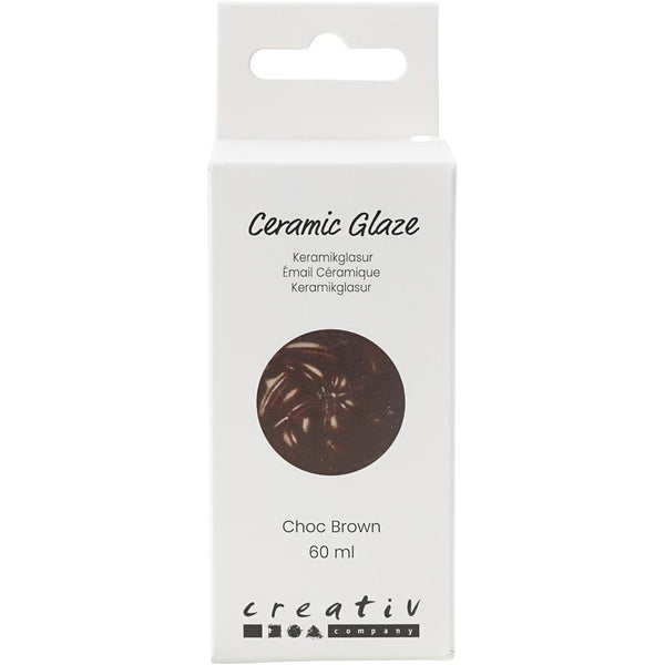 Keramikglasur, 984-1101 °C, dækkende, Chocolate Brown, 60 ml/ 1 ds.