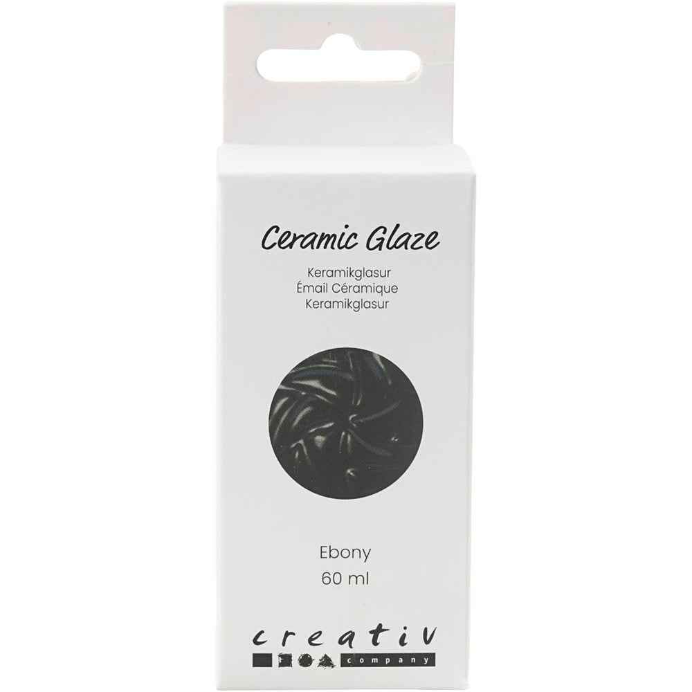 Keramikglasur, 984-1101 °C, dækkende, Ebony, 60 ml/ 1 ds.