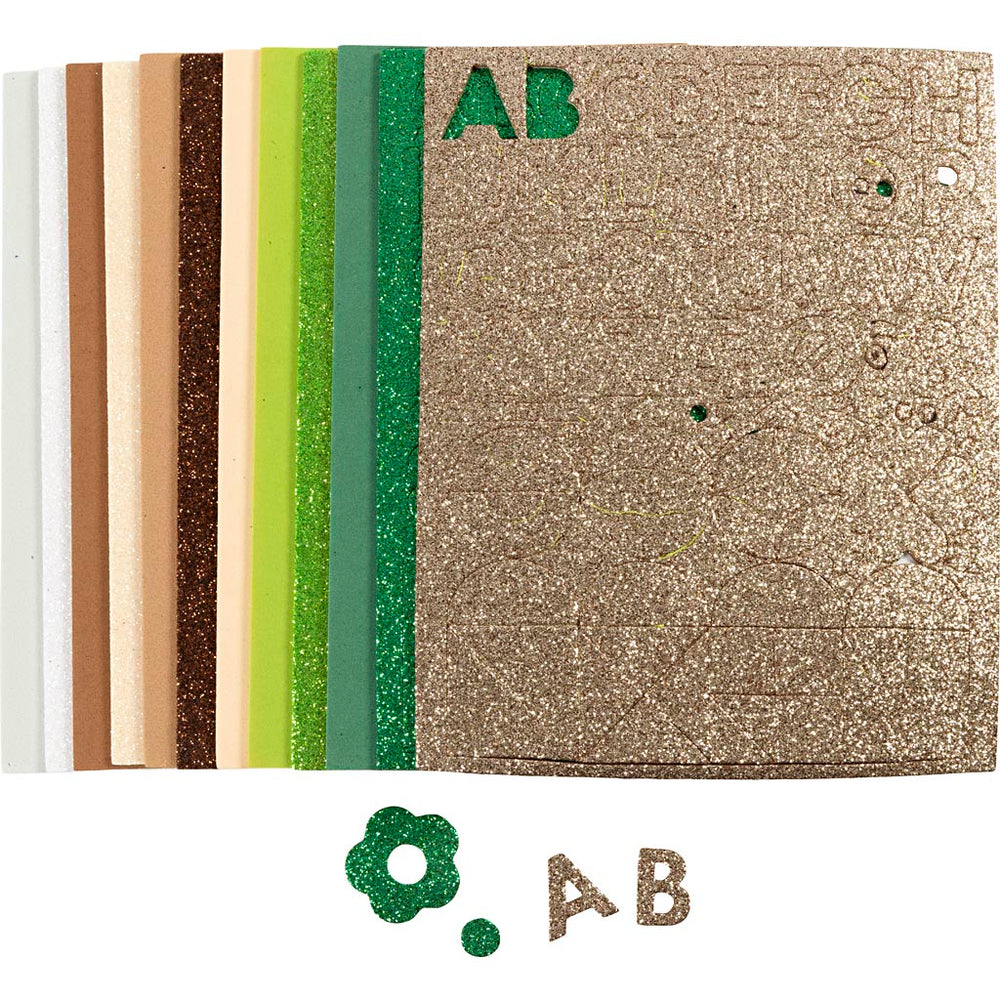 Mosgummi ark, str. 14x25 cm, tykkelse 2 mm, Naturfarver, 12 ark/ 1 pk.