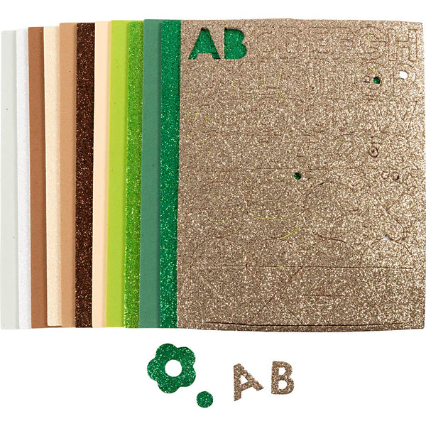 Mosgummi ark, str. 14x25 cm, tykkelse 2 mm, Naturfarver, 12 ark/ 1 pk.