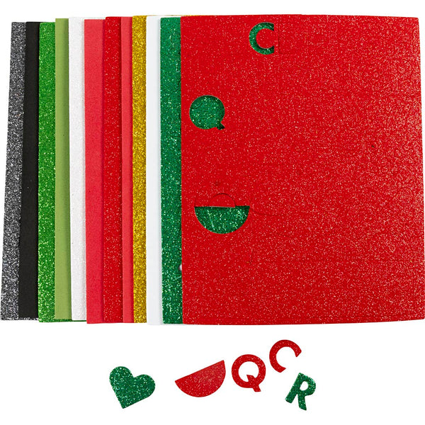 Mosgummi ark, str. 14x25 cm, tykkelse 2 mm, julefarver, 12 ark/ 1 pk.