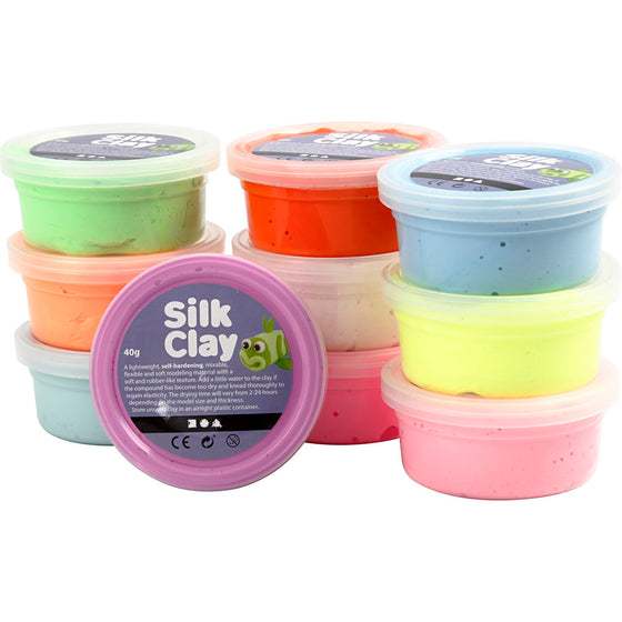 Silk Clay®, Basic 2, ass. farver, 10x40 g/ 1 pk.