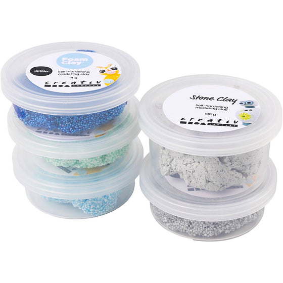 Stone Clay Mix, blå/grøn harmoni, 1 pk.
