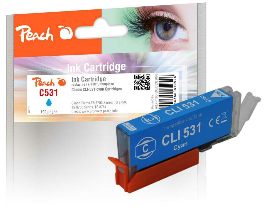 Peach PI100-500 blækpatron 1 stk Kompatibel Standard udbytte Blå