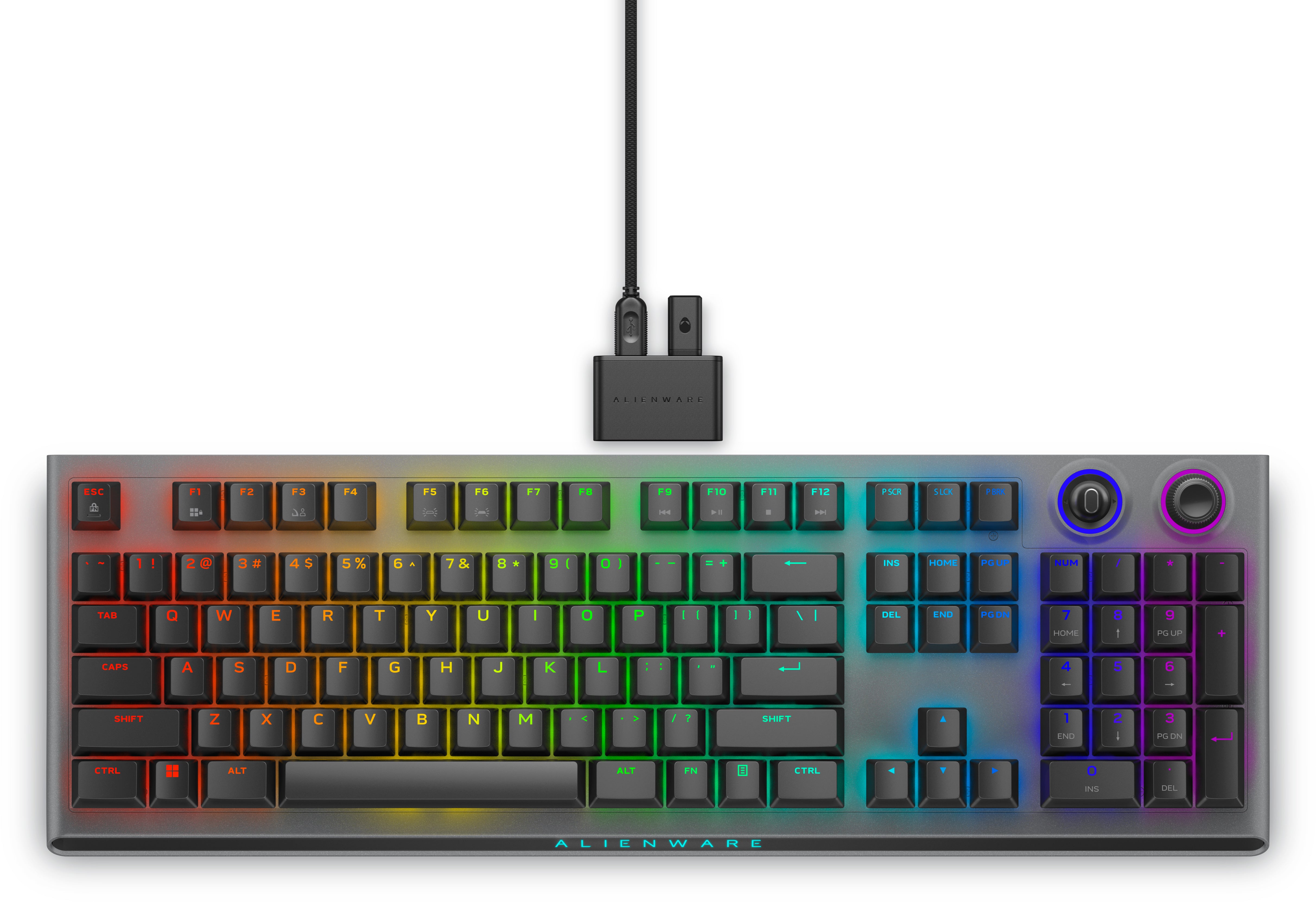 Alienware Tri-Mode AW920K Tastatur Mekanisk AlienFX per-nøgle RGB/16,8 millioner farver Trådløs Kabling USA