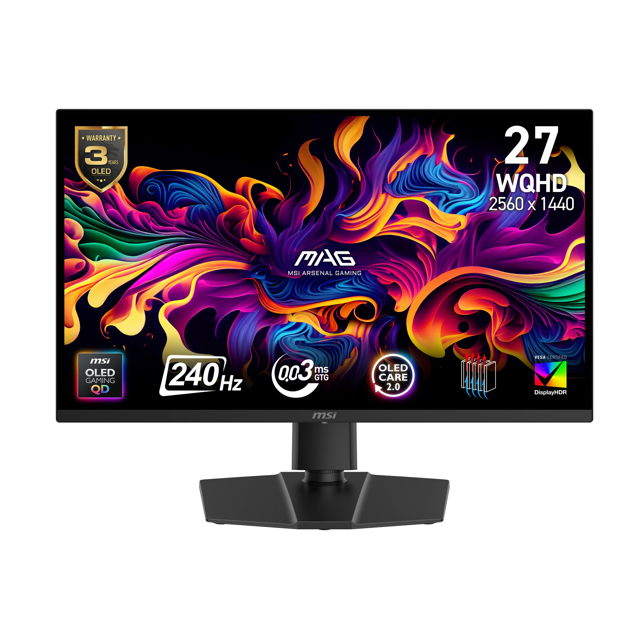 MSI MAG 271QP QD-OLED X24 computerskærm 67,3 cm (26.5) 2560 x 1440 pixel Wide Quad HD Sort
