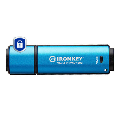 Kingston IronKey Vault Privacy 50C 16GB USB-C 3.2 Gen 1 USB stick Blå