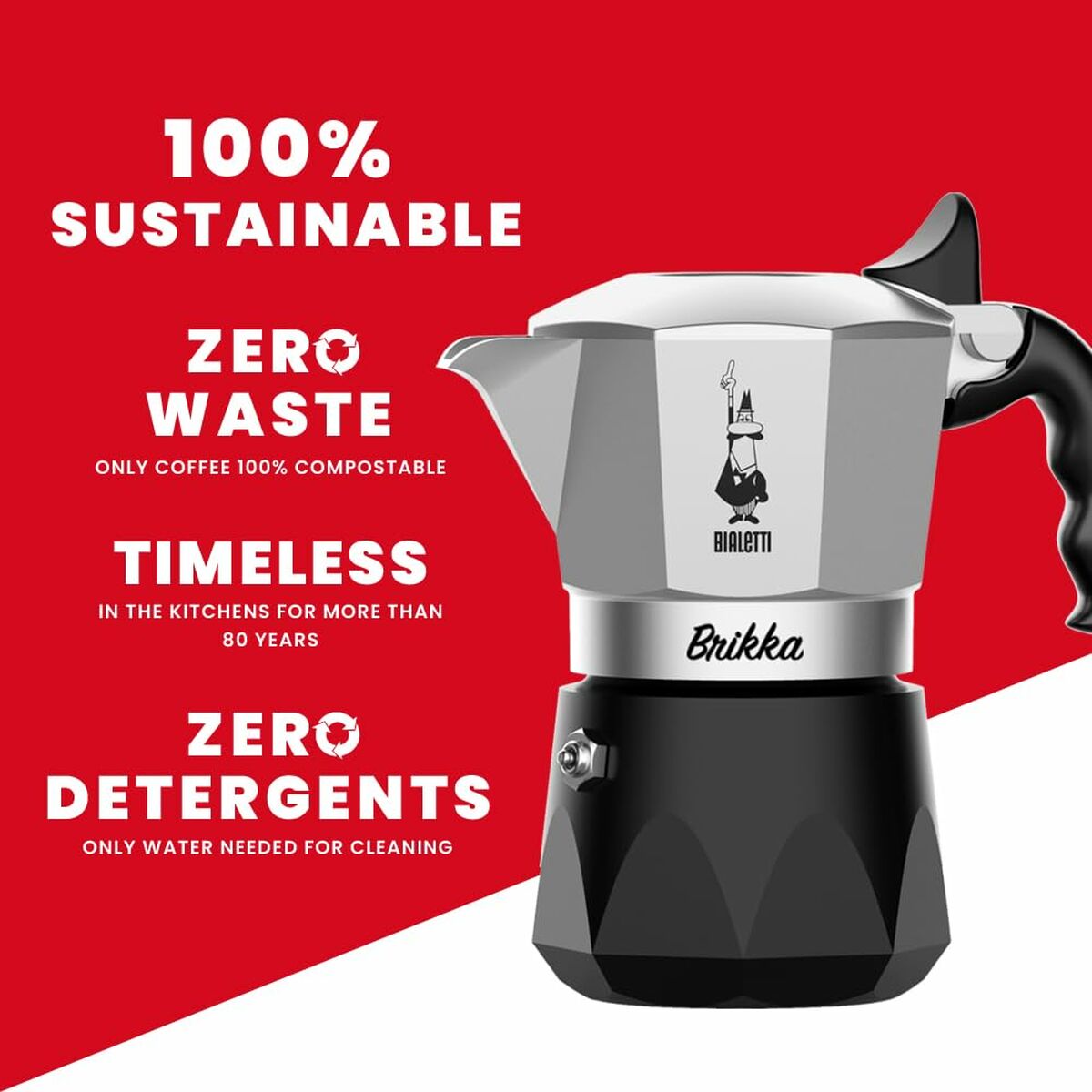 Italiensk Kaffekande Bialetti BRIKKA Aluminium 4 Skodelice