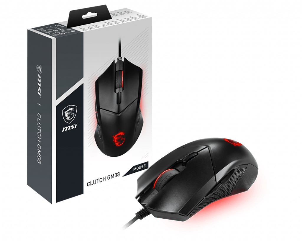 MSI Clutch GM08 Optisk Kabling Sort