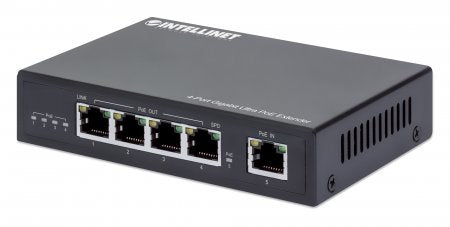 Intellinet 4-Port  Ultra  Extender, Adds up to 100 m (328 ft.) to  Range, 90 W  Power Budget, Four PSE Ports up to 30 W Output, IEEE 802.3bt/at/af Compliant, Metal Housing Netværk/strømforlænger