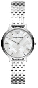 Emporio Armani Mother Of Pearl skive sølv stål rem ur For Women Ar11112