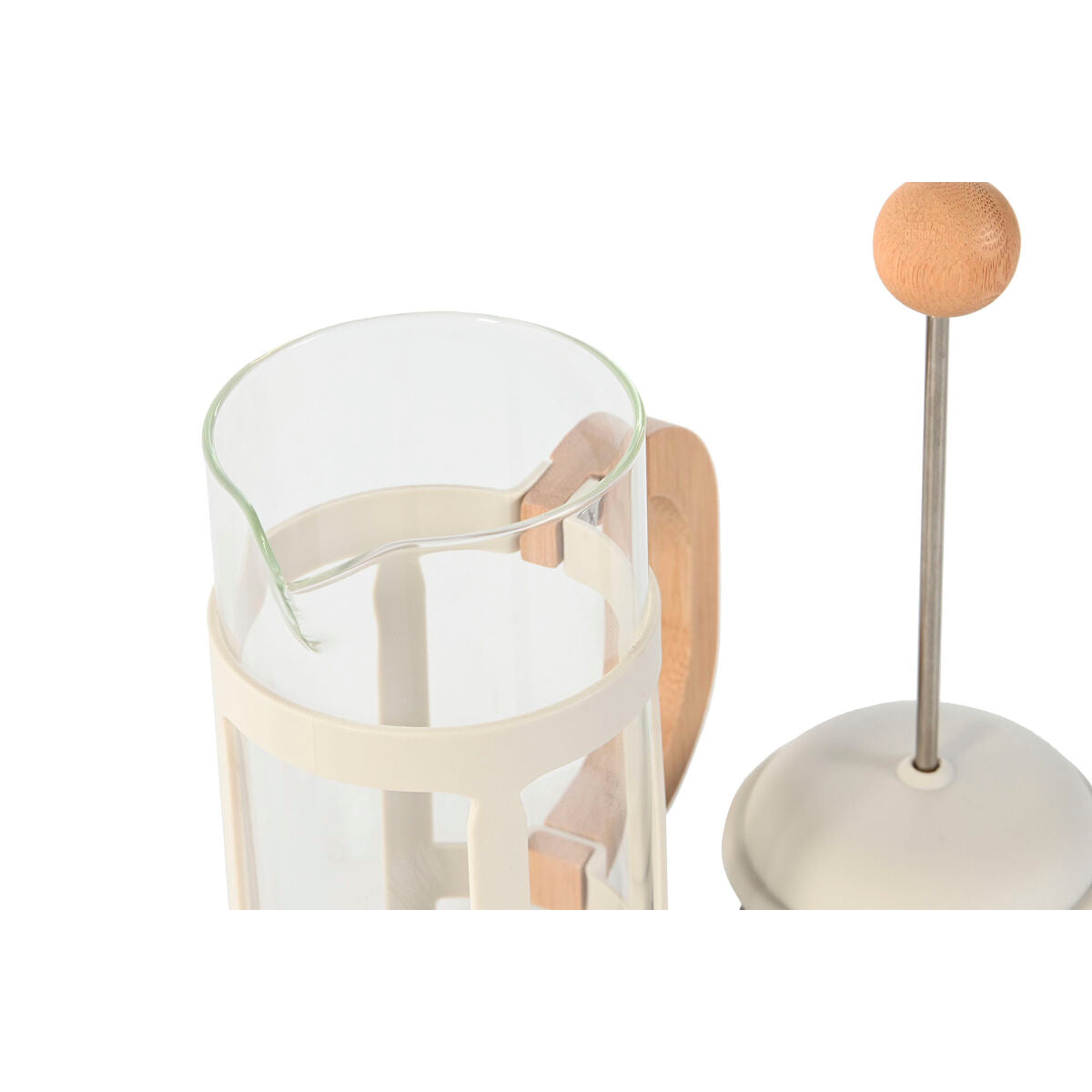 Kaffekande med stempel Home ESPRIT Hvid Natur Rustfrit stål polypropylen 350 ml 13 x 8 x 19 cm