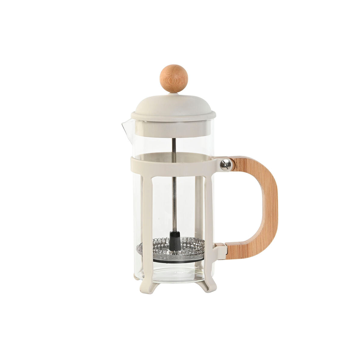 Kaffekande med stempel Home ESPRIT Hvid Natur Rustfrit stål polypropylen 350 ml 13 x 8 x 19 cm