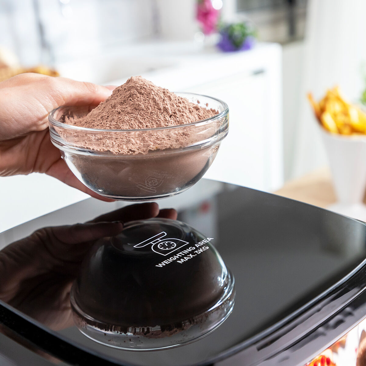 Varmluftsfrituregryde med vægt InnovaGoods Fryinn Balance 5000 Sort 1500 W 5 L Rustfrit stål