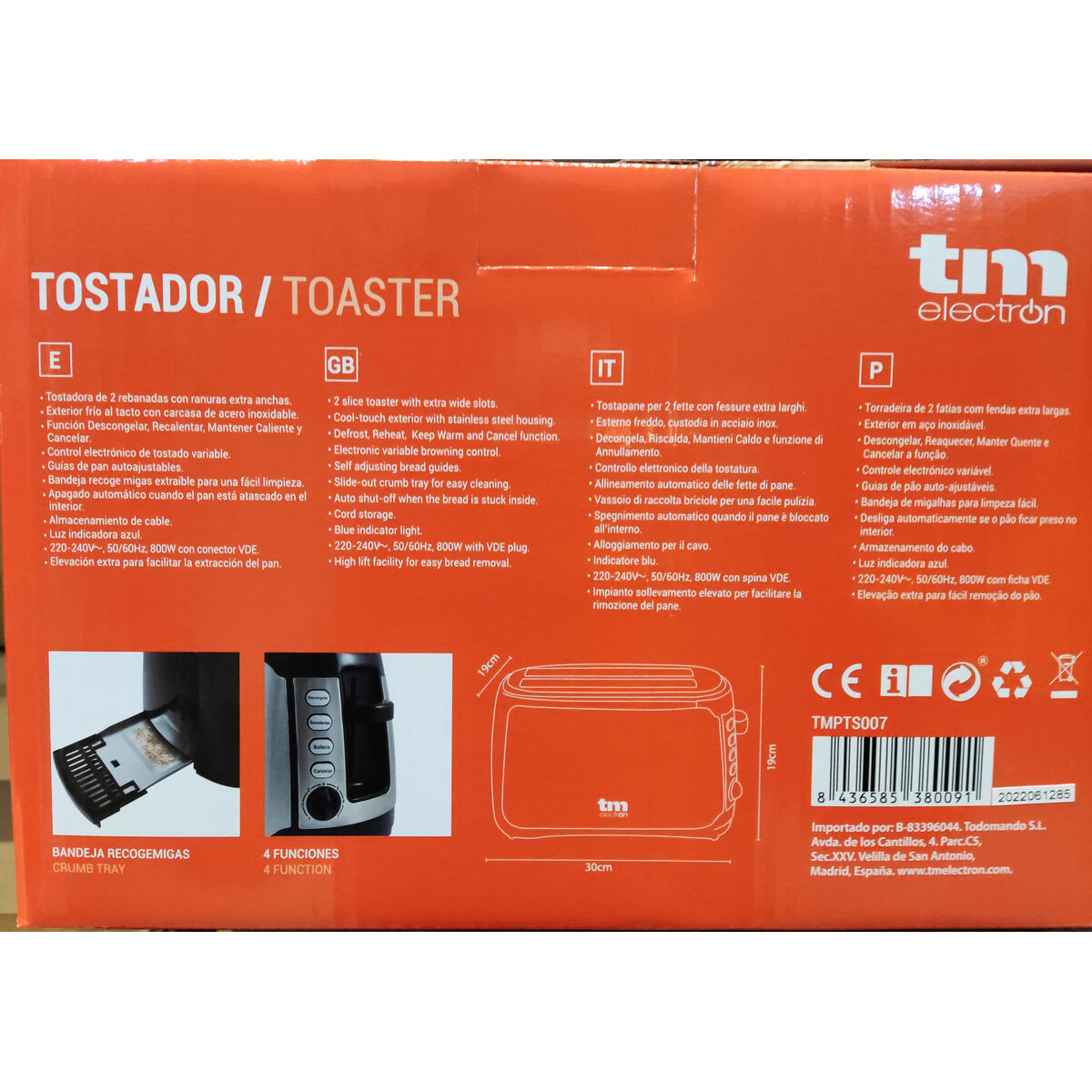 Brødrister TM Electron 800W 1400 W