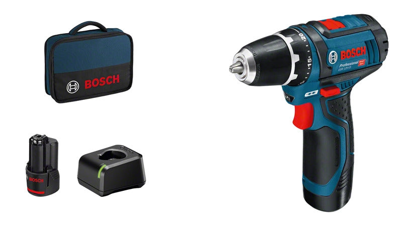 Bosch GSR 12V-15 Professional Bore-/skruemaskine 2 batterier inkluderet Nøgleløs borepatron