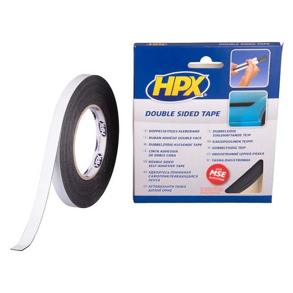 HPX dobbeltklæbende tape sort, 12mm x 10m