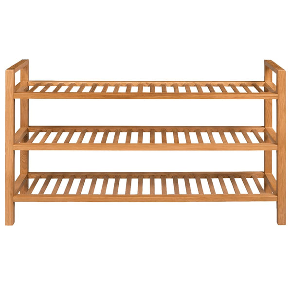 Skostativ Med 3 Hylder 100X27X Massivt Egetræ