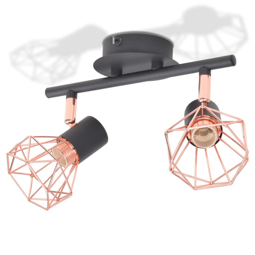 Loftslampe Med 2 Spotlys E14 Sort Og Kobber