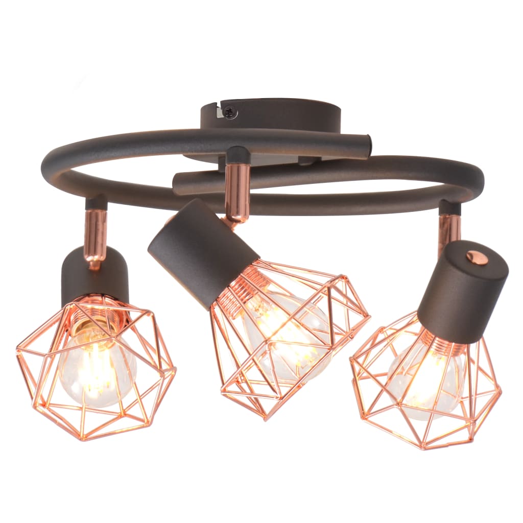 Loftslampe Med 2 Spotlys E14 Sort Og Kobber