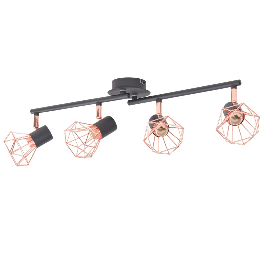 Loftslampe Med 2 Spotlys E14 Sort Og Kobber