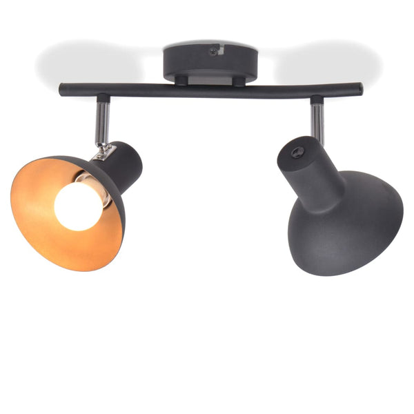 Loftslampe Til 2 Pærer E27 Sort Og Guldfarvet