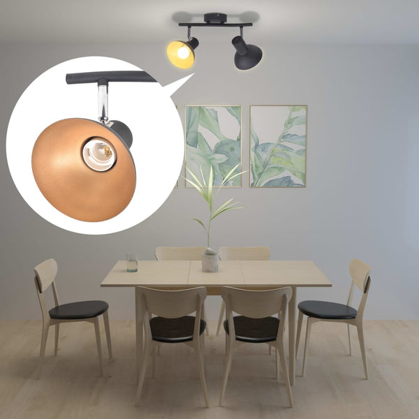 Loftslampe Til 2 Pærer E27 Sort Og Guldfarvet