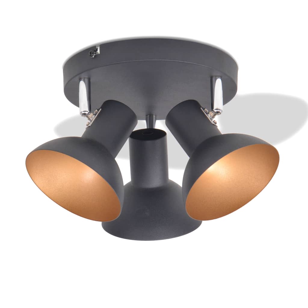 Loftslampe Til 3 Pærer E27 Sort Og Guldfarvet