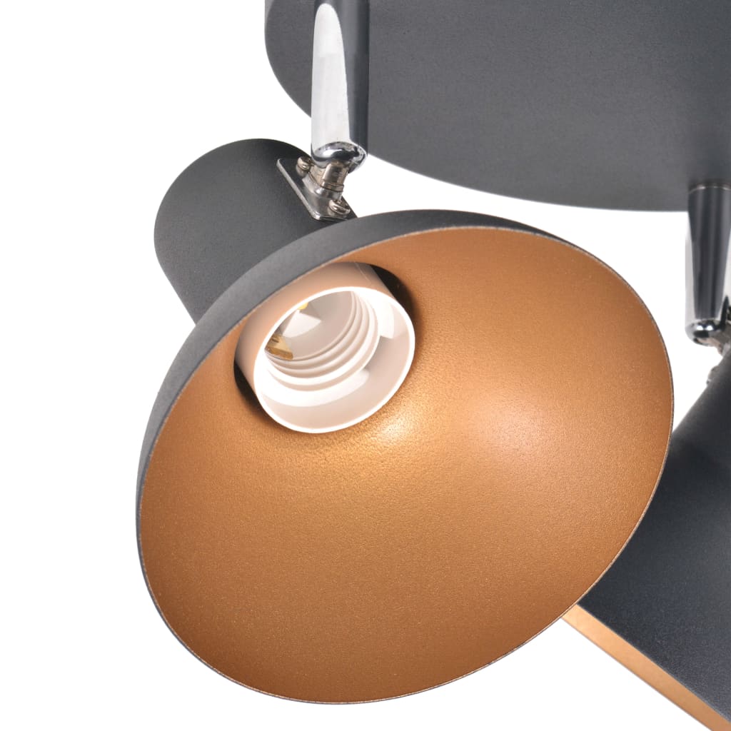 Loftslampe Til 3 Pærer E27 Sort Og Guldfarvet