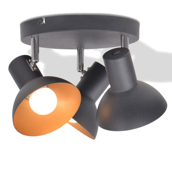 Loftslampe Til 3 Pærer E27 Sort Og Guldfarvet