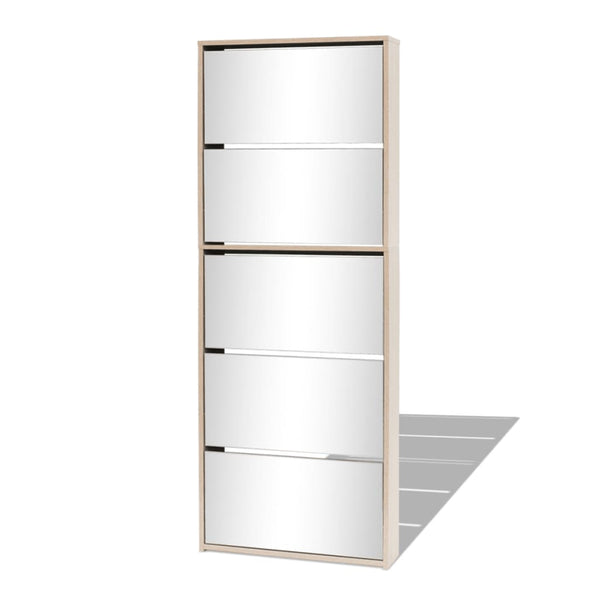 Skoskab 5 Hylder Med Spejl 63X17X169,5 Cm