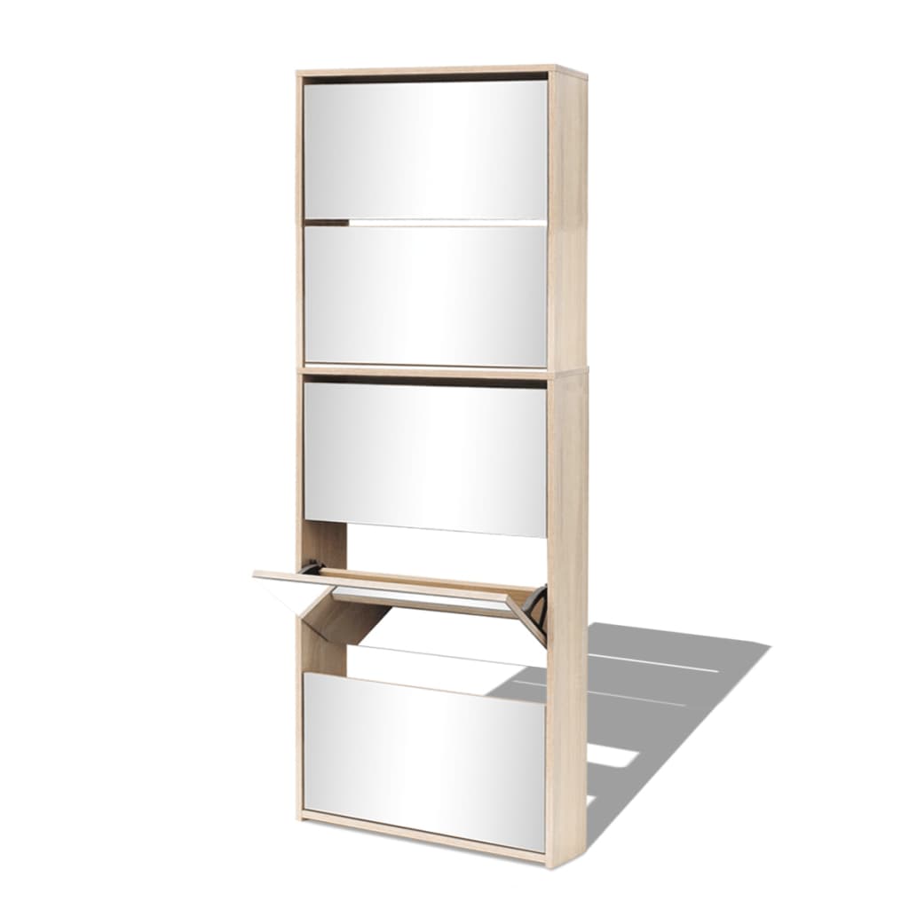 Skoskab 5 Hylder Med Spejl 63X17X169,5 Cm