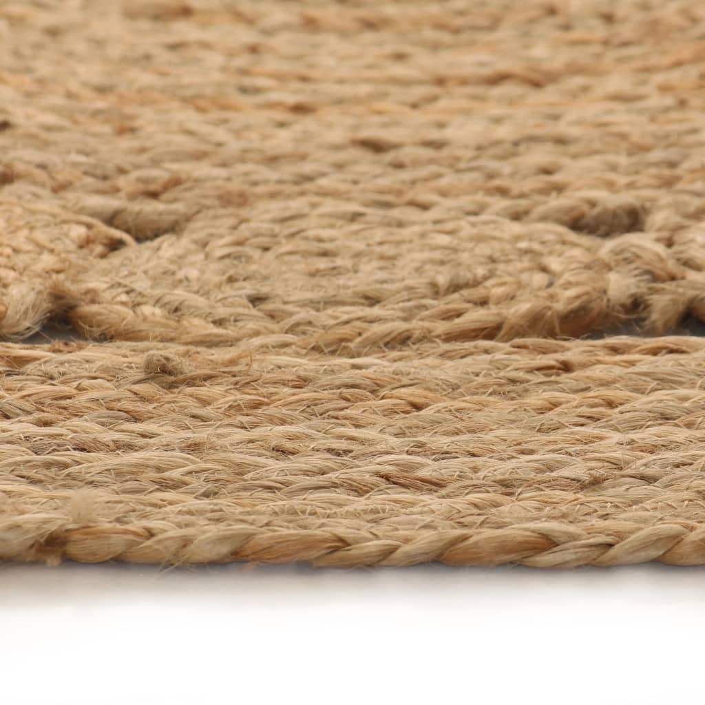 Tæppe Flettet Design Jute Rund