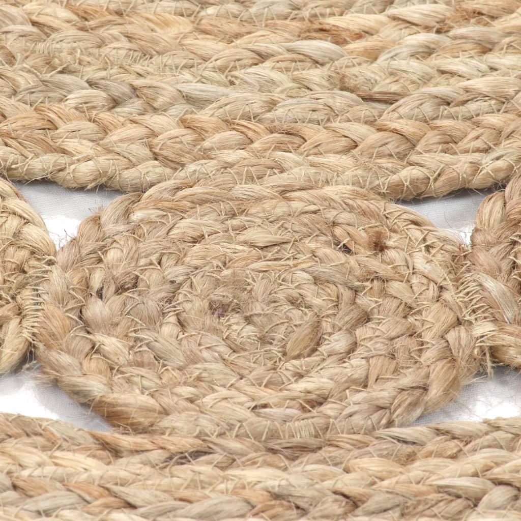 Tæppe Flettet Design Jute Rund
