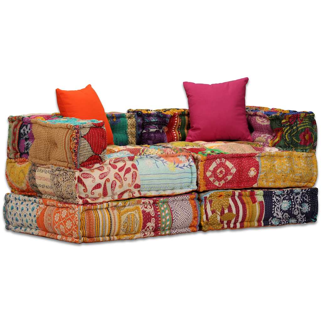 2-Personers Modulpuf Stof Patchwork