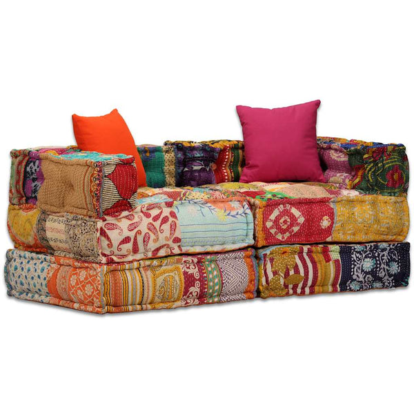 2-Personers Modulpuf Stof Patchwork