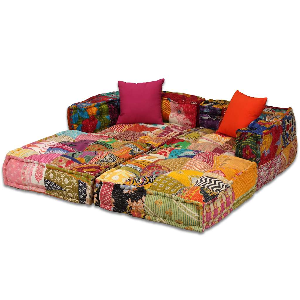 2-Personers Modulpuf Stof Patchwork