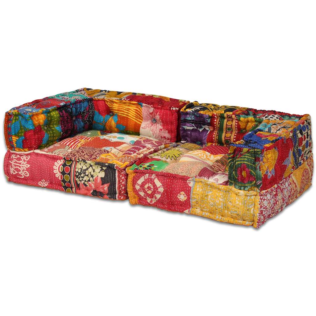 2-Personers Modulpuf Stof Patchwork