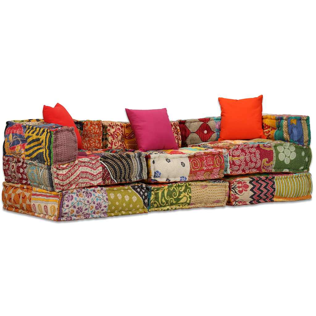 2-Personers Modulpuf Stof Patchwork