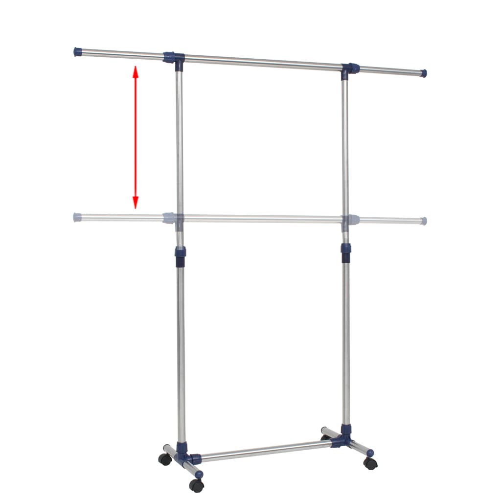 Justerbart Tøjstativ Rustfrit Stål 165 X 44 X 150 Cm Sølvfarvet