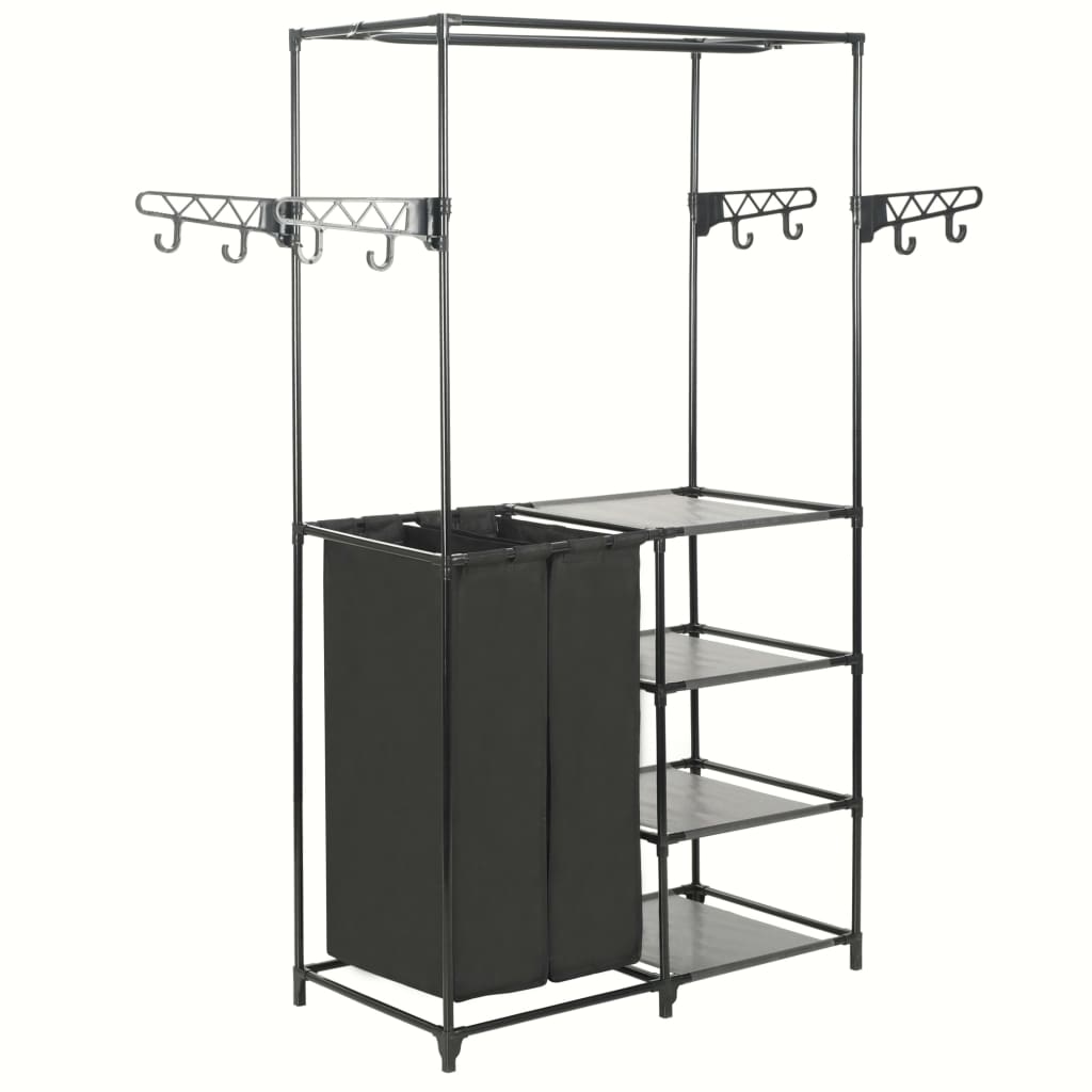 Tøjstativ 87X44X158 Cm Stål Og Ikke-Vævet Stof Sort Sort Og Gennemsigtig
