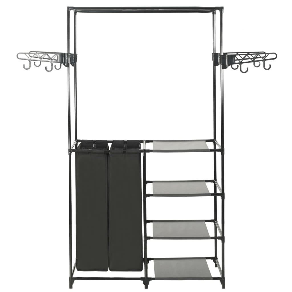 Tøjstativ 87X44X158 Cm Stål Og Ikke-Vævet Stof Sort Sort Og Gennemsigtig