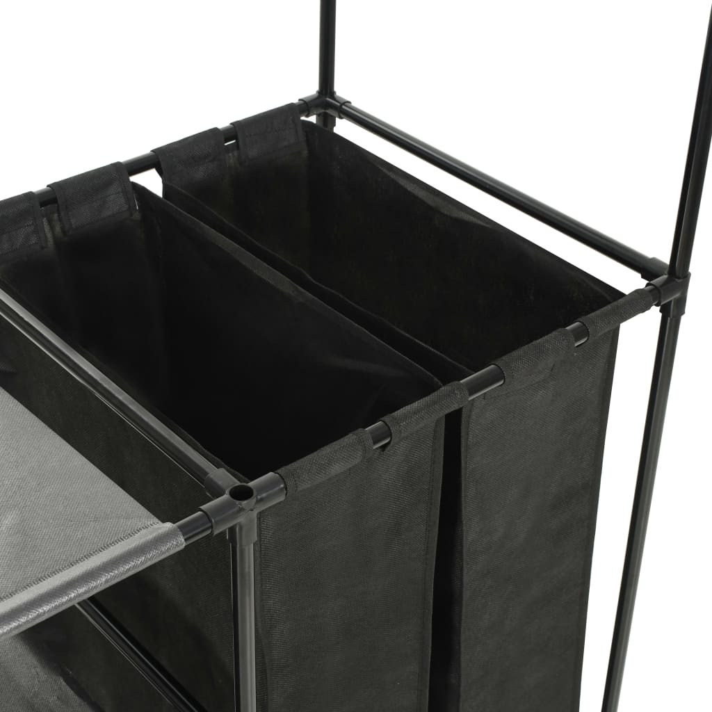 Tøjstativ 87X44X158 Cm Stål Og Ikke-Vævet Stof Sort Sort Og Gennemsigtig