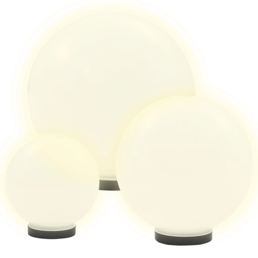 Led-Kuglelampesæt 3 Dele Kugleformet 20/30/40 Cm Pmma