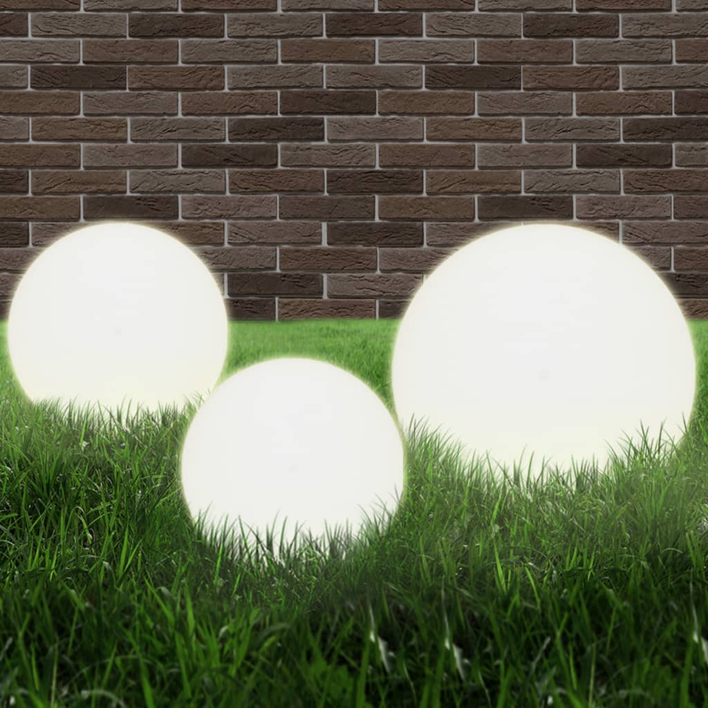 Led-Kuglelampesæt 3 Dele Kugleformet 20/30/40 Cm Pmma