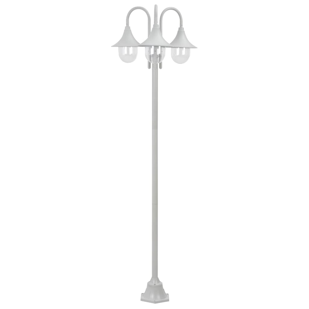 Havestolpelampe E27 220 Cm Aluminium 3 Lanterner