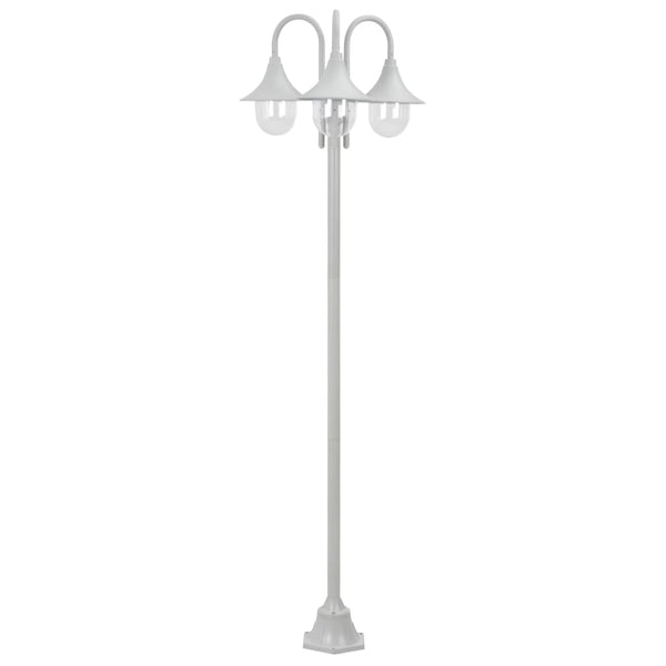 Havestolpelampe E27 220 Cm Aluminium 3 Lanterner