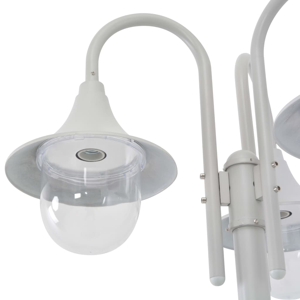 Havestolpelampe E27 220 Cm Aluminium 3 Lanterner