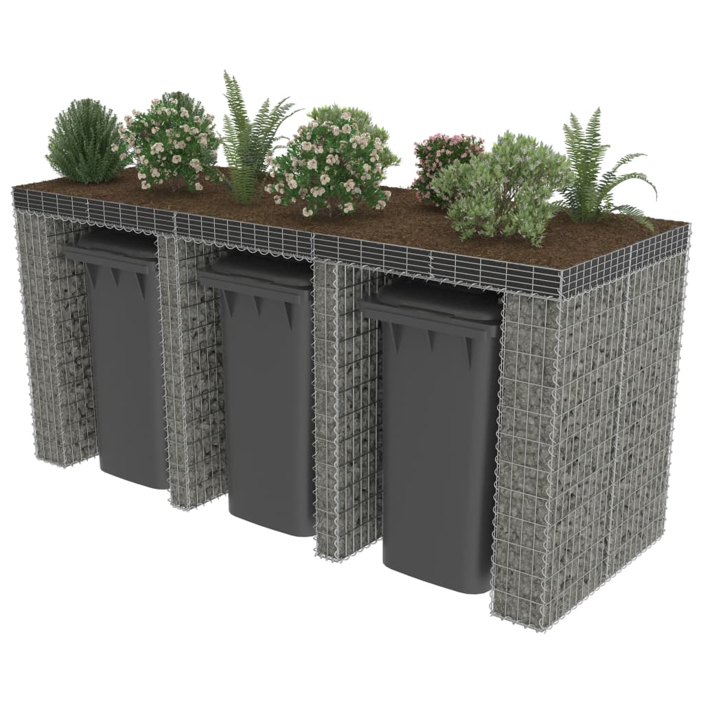Gabionvæg Til Affaldsspand 270X100X130 Cm Galvaniseret Stål