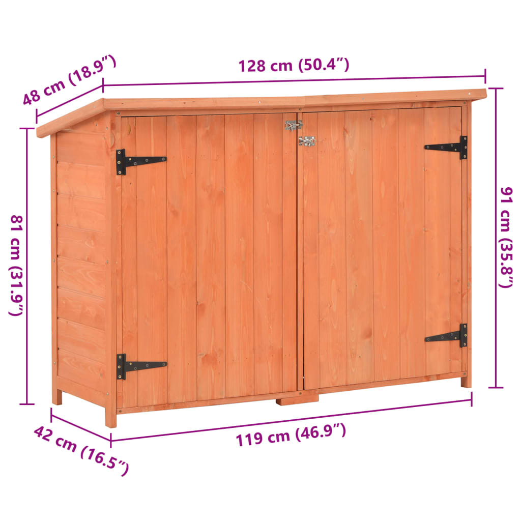 Opbevaringsskur Til Haven 128X42X91 Cm Træ